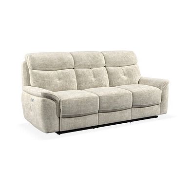 Iver 3 Seater Electric Recliner Sofa in Plush Beige Fabric