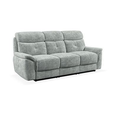 Iver 3 Seater Electric Recliner Sofa in Plush Silver Fabric