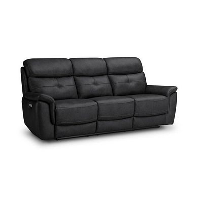 Iver 3 Seater Electric Recliner Sofa with Power Headrests in Amara Black Leather