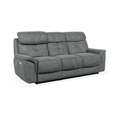 Iver 3 Seater Electric Recliner Sofa with Power Headrests in Miller Grey Fabric