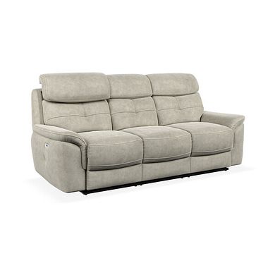 Iver 3 Seater Electric Recliner Sofa with Power Headrests in Miller Taupe Fabric