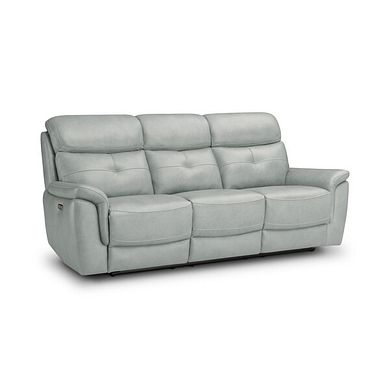 Iver 3 Seater Electric Recliner Sofa with Power Headrests in Odyssey Light Grey Leather