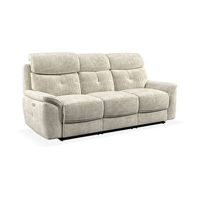 Iver 3 Seater Electric Recliner Sofa with Power Headrests in Plush Beige Fabric