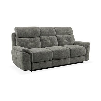 Iver 3 Seater Electric Recliner Sofa with Power Headrests in Plush Charcoal Fabric
