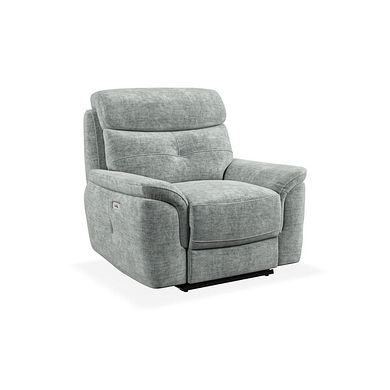 Iver Electric Recliner Armchair in Plush Silver Fabric