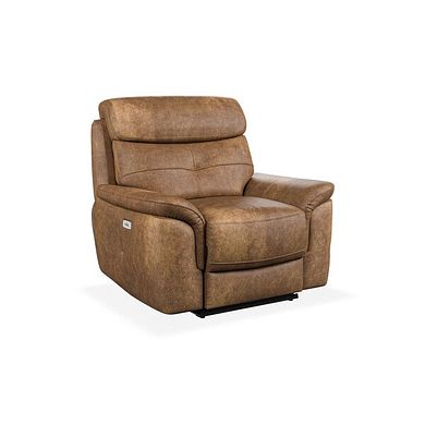 Iver Electric Recliner Armchair in Ranch Brown Fabric