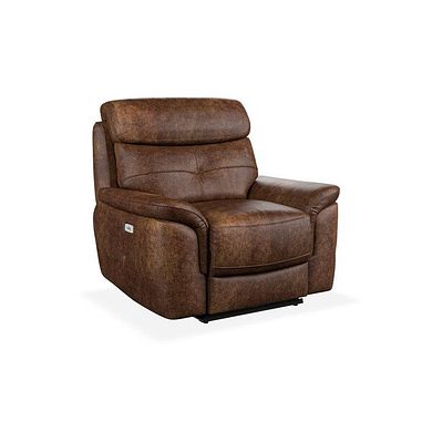Iver Electric Recliner Armchair in Ranch Dark Brown Fabric