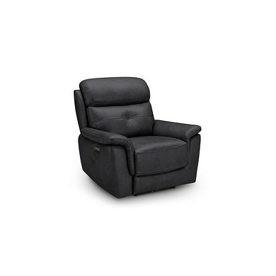 Iver Electric Recliner Armchair with Power Headrest in Amara Black Leather