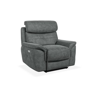 Iver Electric Recliner Armchair with Power Headrest in Miller Grey Fabric