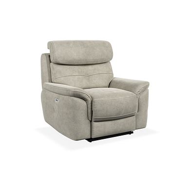 Iver Electric Recliner Armchair with Power Headrest in Miller Taupe Fabric