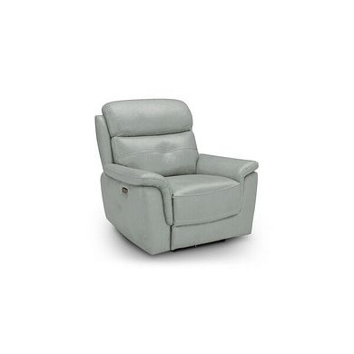 Iver Electric Recliner Armchair with Power Headrest in Odyssey Light Grey Leather