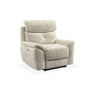Iver Electric Recliner Armchair with Power Headrest in Plush Beige Fabric