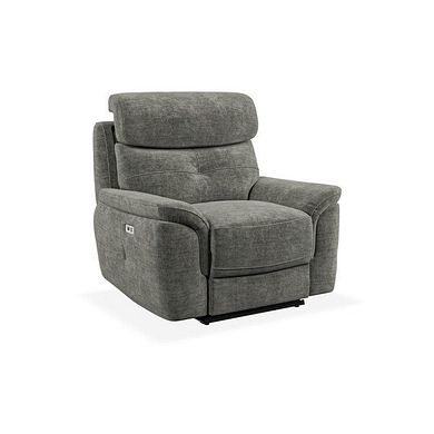 Iver Electric Recliner Armchair with Power Headrest in Plush Charcoal Fabric