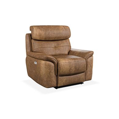 Iver Electric Recliner Armchair with Power Headrest in Ranch Brown Fabric