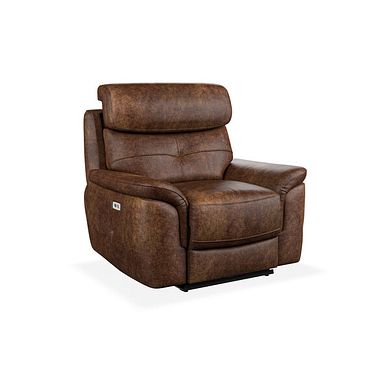 Iver Electric Recliner Armchair with Power Headrest in Ranch Dark Brown Fabric