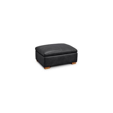 Iver Storage Footstool in Amara Black Leather