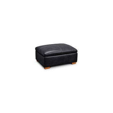 Iver Storage Footstool in Odyssey Black Leather