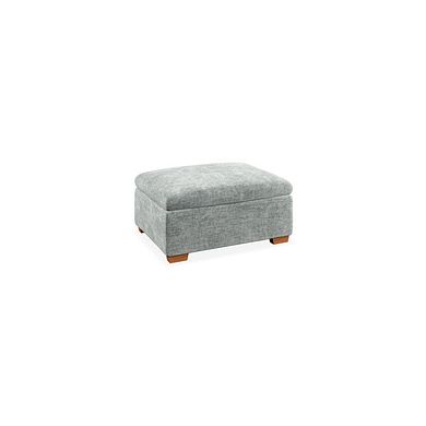 Iver Storage Footstool in Plush Silver Fabric