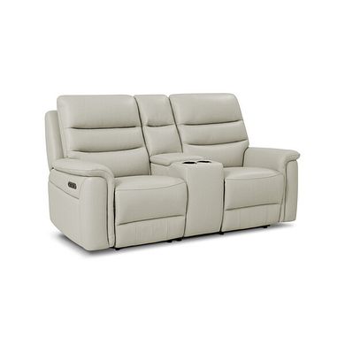 Jarrod 2 Seater Power Recliner with Console in Bone China Leather
