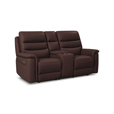 Jarrod 2 Seater Power Recliner with Console in Chestnut Leather