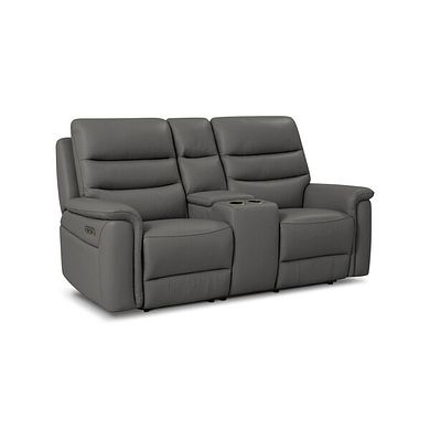 Jarrod 2 Seater Power Recliner with Console in Elephant Grey Leather