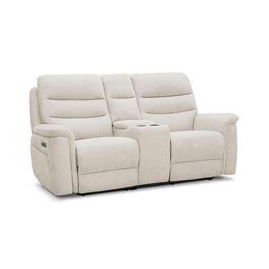 Jarrod 2 Seater Power Recliner with Console in Hopsack Natural Fabric