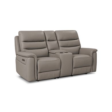 Jarrod 2 Seater Power Recliner with Console in Oyster Leather