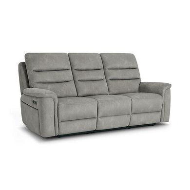 Jarrod 3 Seater Power Recliner with Adjustable Power Headrest and Lumbar Support in Dexter Stone Fabric