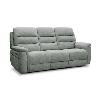 Jarrod 3 Seater Power Recliner with Adjustable Power Headrest and Lumbar Support in Hopsack Platinum Fabric