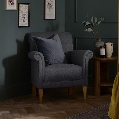 Jasmine Accent Chair in Campo Pewter with Khalifa Steel Bolster