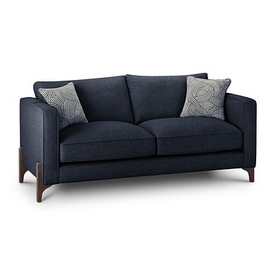 Jude 3 Seater Sofa in Oscar Navy Fabric with Walnut Finished Feet