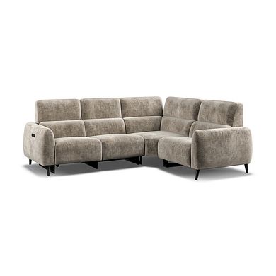 Juliette Left Hand Corner Sofa With One Recliner and Power Headrest in Descent Taupe Fabric