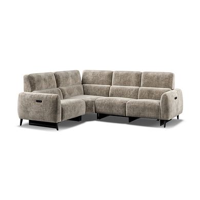 Juliette Right Hand Corner Sofa With Two Recliners and Power Headrest in Descent Taupe Fabric