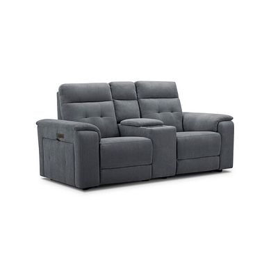 Juno 2 Seater Electric Recliner Sofa With Wireless Charging Console and Power Headrests in Amigo Coal Fabric