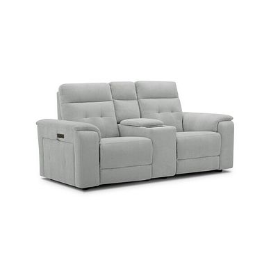 Juno 2 Seater Electric Recliner Sofa With Wireless Charging Console and Power Headrests in Amigo Dove Fabric