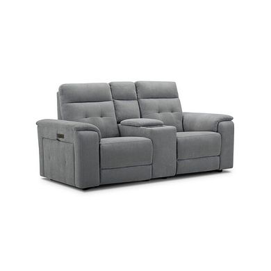 Juno 2 Seater Electric Recliner Sofa With Wireless Charging Console and Power Headrests in Amigo Granite Fabric