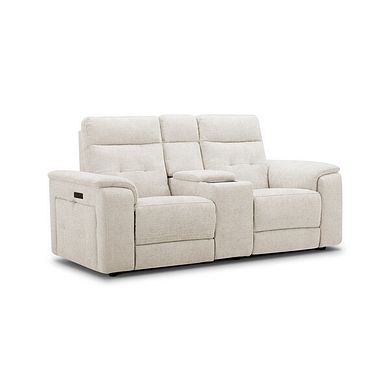 Juno 2 Seater Electric Recliner Sofa With Wireless Charging Console and Power Headrests in Hopsack Natural Fabric