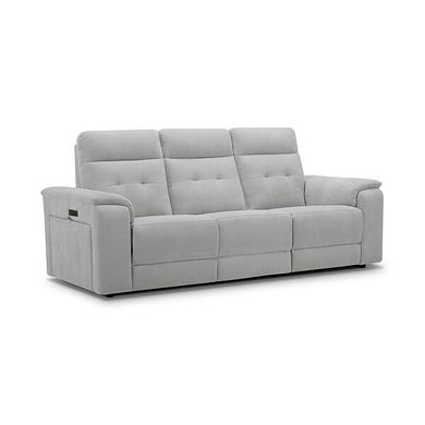 Juno 3 Seater Electric Recliner Sofa With Power Headrests in Amigo Dove Fabric