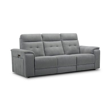 Juno 3 Seater Electric Recliner Sofa With Power Headrests in Amigo Granite Fabric