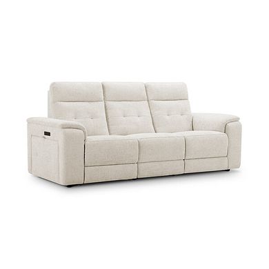 Juno 3 Seater Electric Recliner Sofa With Power Headrests in Hopsack Natural Fabric