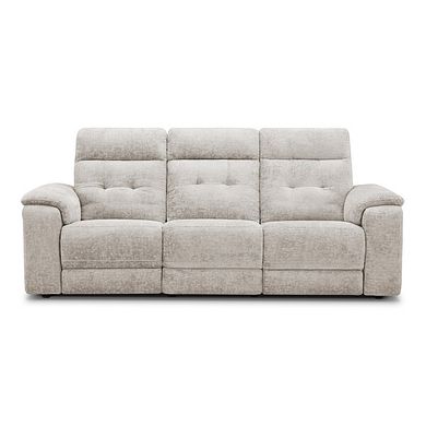 Juno 3 Seater Electric Recliner Sofa With Power Headrests in Koto Turtle Dove Fabric