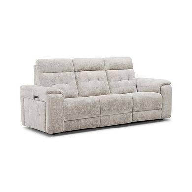 Juno 3 Seater Electric Recliner Sofa With Power Headrests in Koto Turtle Dove Fabric