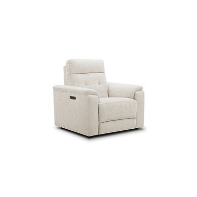 Juno Electric Recliner Armchair With Power Headrest in Hopsack Natural Fabric