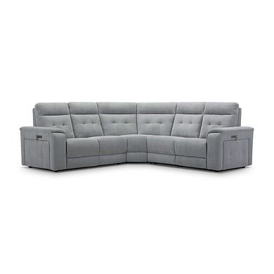 Juno Large Corner Electric Recliner Sofa With Power Headrests in Amigo Granite Fabric