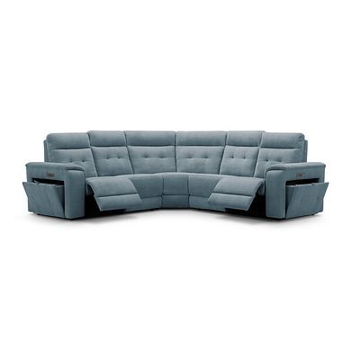 Juno Large Corner Electric Recliner Sofa With Power Headrests in Amigo Mineral Fabric