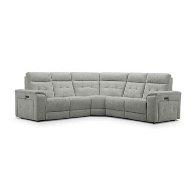 Juno Large Corner Electric Recliner Sofa With Power Headrests in Hopsack Dove Fabric