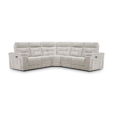 Juno Large Corner Electric Recliner Sofa With Power Headrests in Koto Turtle Dove Fabric