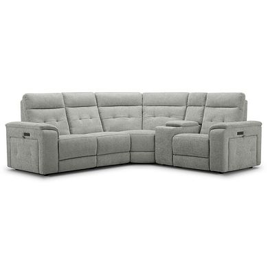 Juno Left Hand Corner Electric Recliner Sofa With Wireless Charging Console and Power Headrests in Hopsack Dove Fabric