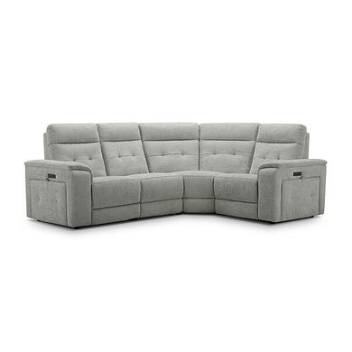 Juno Left Hand Corner Electric Recliner Sofa With Power Headrests in Hopsack Dove Fabric