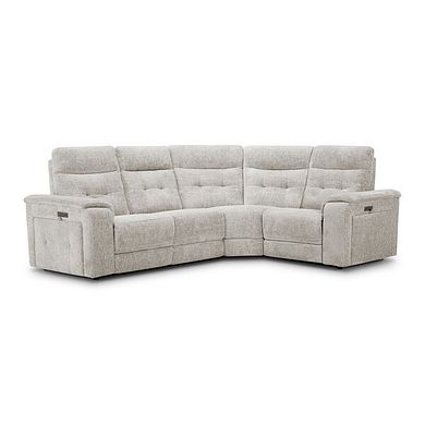 Juno Left Hand Corner Electric Recliner Sofa With Power Headrests in Koto Turtle Dove Fabric